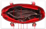 Portable Red Leather Shoulder Handbags / Tote Handbags Safe Outside Pockets