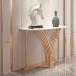 Stainless Steel Entrance Table Wall Table Titanium Gold Metal Base Natural