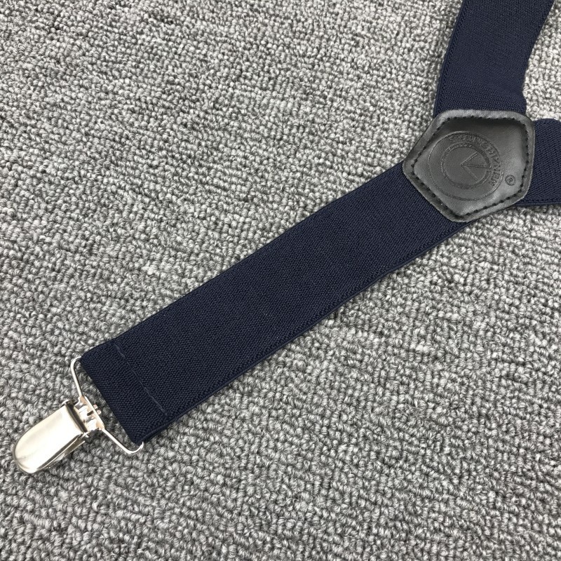 Pure Color Braces Polyester Mens Trouser Braces 3.5cm Solid Leather Suspenders