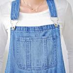 Casual Wear Jumpsuit Suspender Skirt For Women , Denim Medium Length Dress