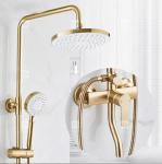 Nordic Light Luxury Shower Set Home Faucet Brass Brushed Gold Hot And Cold