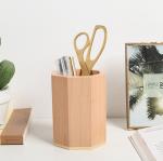 OEM ODM Solid Wooden Pencil Vase Desktop Pen Holder For Shcool