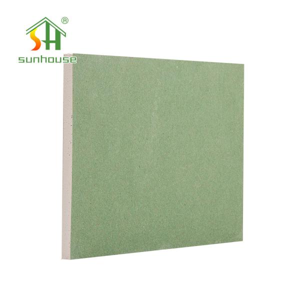 Green Color Moisture Resistant Drywall , 9mm Tapered Edge Plasterboard