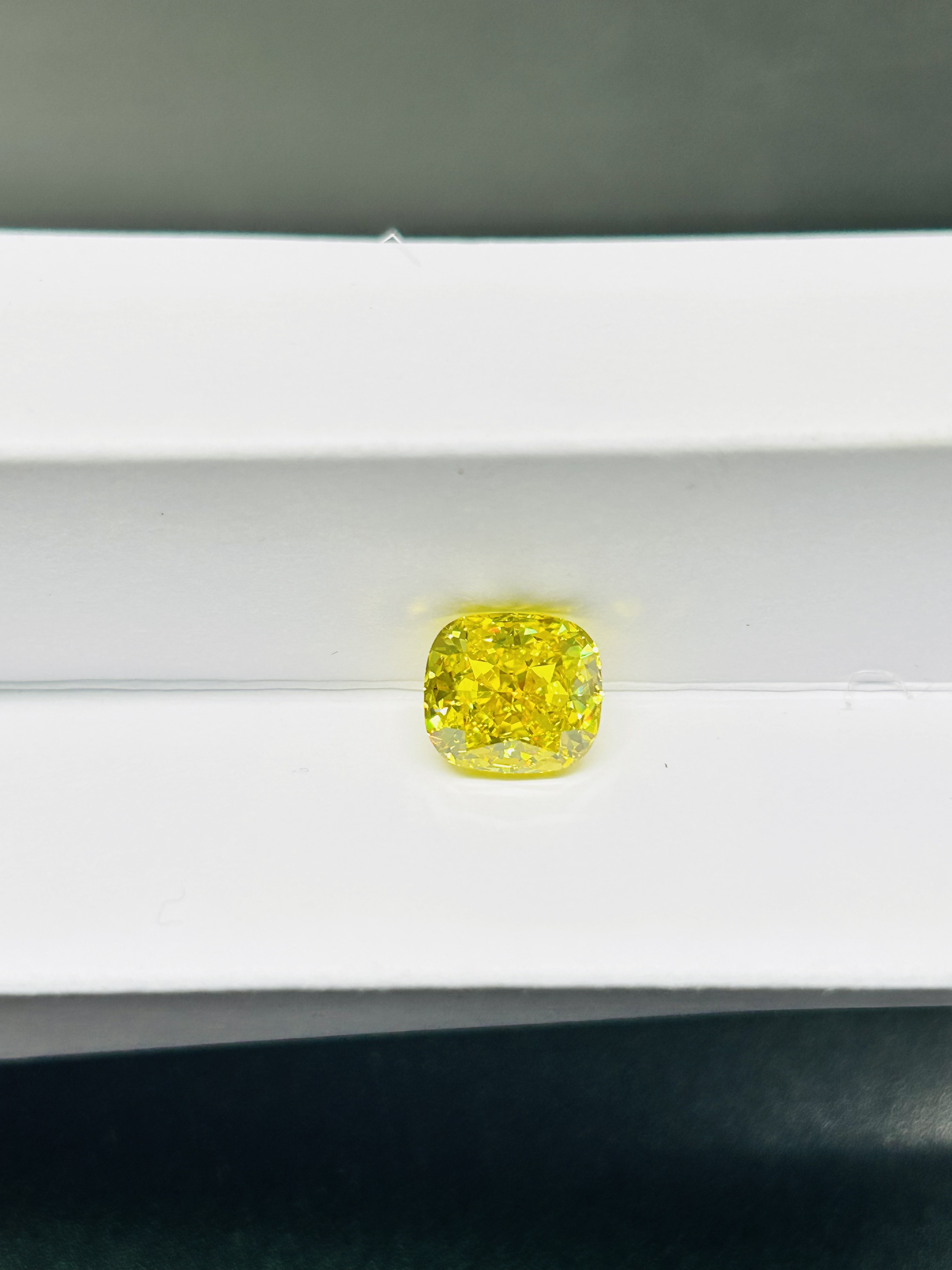 0.55ct Lab Created Yellow Diamonds Square Cushion Shape Fancy Vivid Yellow IGI Certified