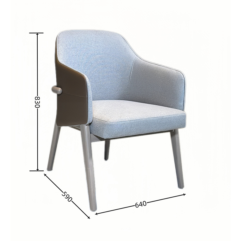Wholesale Modern Simple Back Solid Wood PU Leather Armrest Chair for Restaurant
