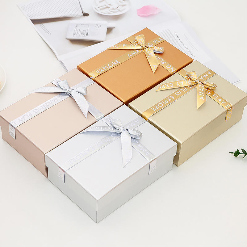 Custom Printed Birthday Gift Box with Bow Ribbon L*W*H cm According to Your Request
