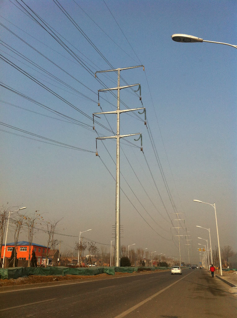 Electric Overhead Transmission Line Pole Double Circuits 110KV In Dodecagonal