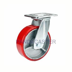 Wholesale 6 Inch Red Caster Polyurethane PU Wheels , Heavy Duty Swivel Casters from china suppliers