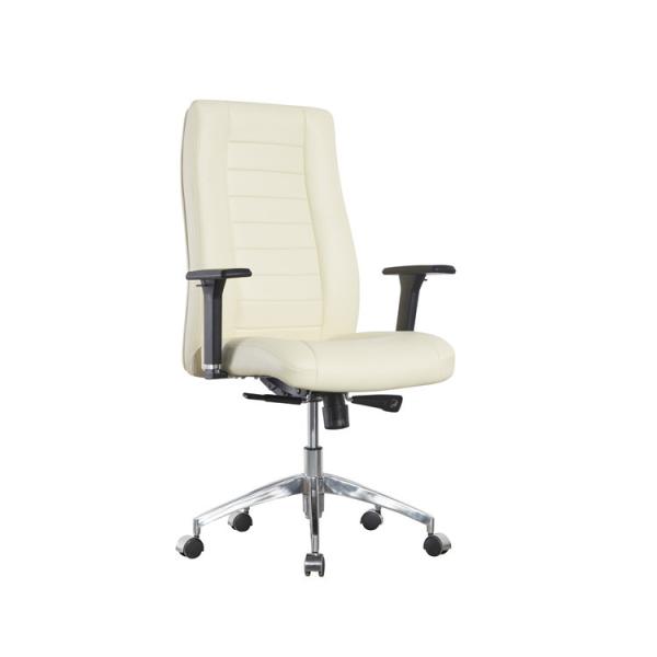 28KG Leather Office Swivel Chairs PU Armrest Convertible White Leather Executive