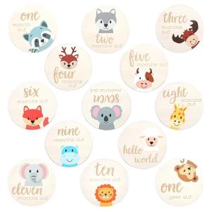 Wholesale Monthly Milestone Card set 100mm Wooden Discs for Adorable Animals Milestone Cards of Your Newborn Boy/Girl from china suppliers