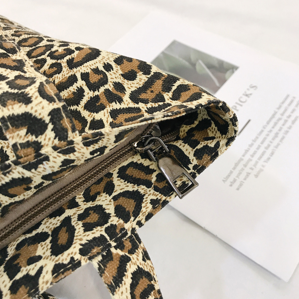 2022 OEM Leopard Printing cotton Tote for Women Canvas handbag Purse Large lifestyle Grocery bag Handle Shoulder Bag kids bag