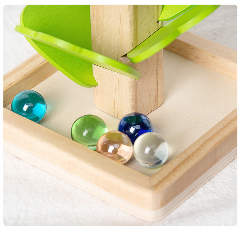 Montessori Baby Wooden Petal Tree Building Blocks Toy Children's Rainbow Ball Ball Run Track Educational Toy for Kids Gi