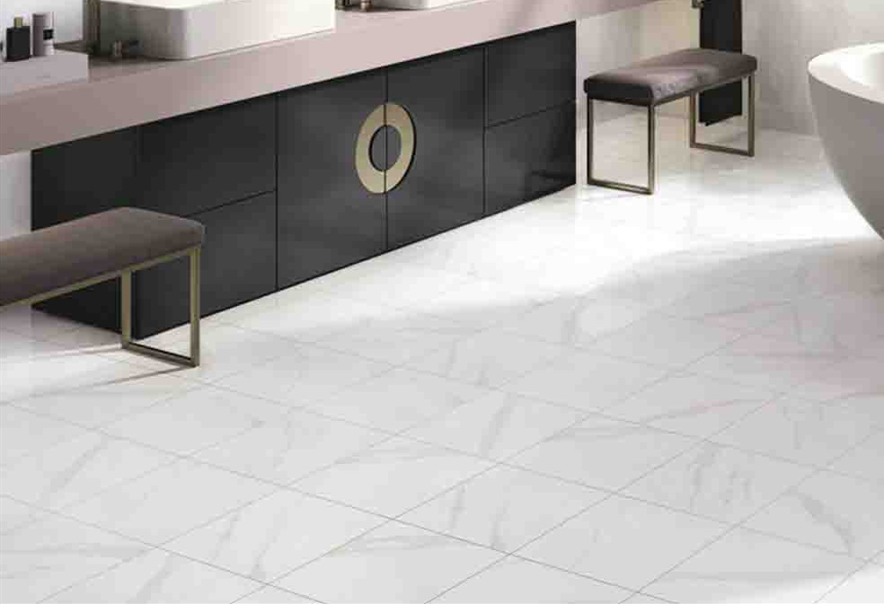 Carrara White Color Glossy Bathroom Wall Ceramic Tiles 30x60 Size / Marble Look Floor Tile
