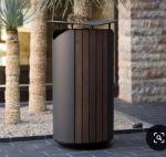 Outdoor 30 Gallon Commercial Wood And Steel Garbage Bin Outside Garden Large