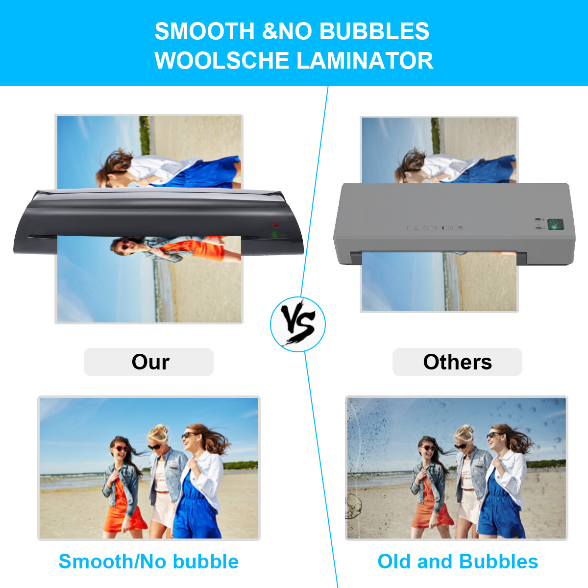 Black A4 Laminator For Photo LM2008 Document Paper Menu Laminating Device With Release