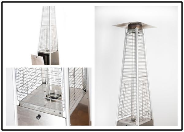 Tall Quartz Glass Tube Patio Heater , Powder Coated / Stainless Steel Gas Patio