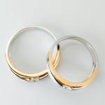 18K Double Color Any Occasion Men17 Women12 Wedding Ring Pair Gold