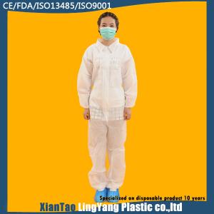 Wholesale Water Resistant Non Woven Coverall Disposable White Suits With Collar from china suppliers