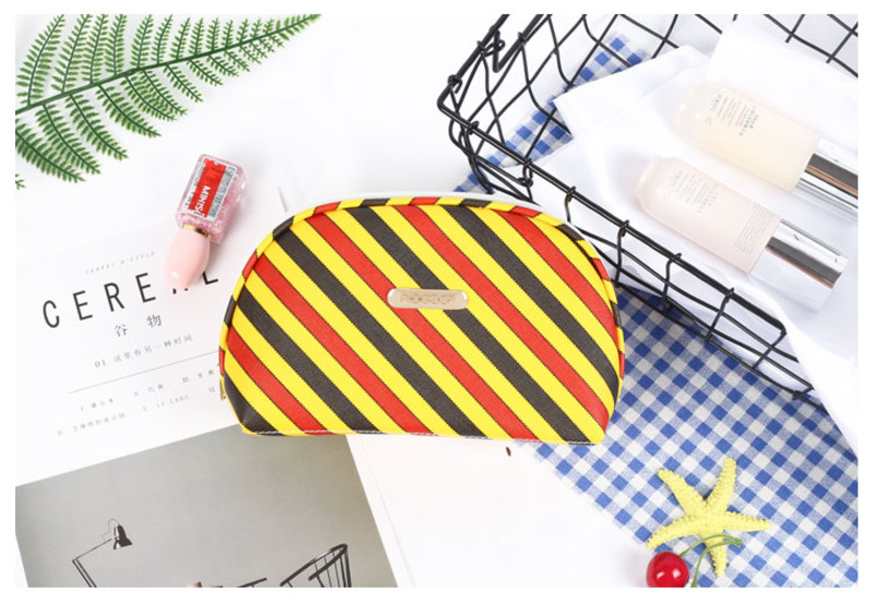Shell Shape Luxury Stripe Cosmetic Toiletry Travel Bags For Women