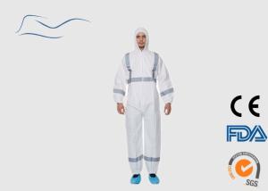 Wholesale SMS Disposable Protective Suit , White Disposable Coveralls With Reflective Tape from china suppliers