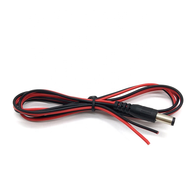 Red Black DC Male 5.5x2.1mm Barrel Jack to Stripped Open Bare End Tinned Wire Cable