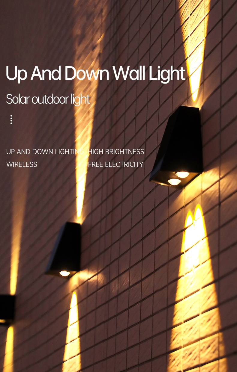 70LM LED Up And Down Solar Lights Outside Solar Wall Lamp For Stair Courtyard Hotel
