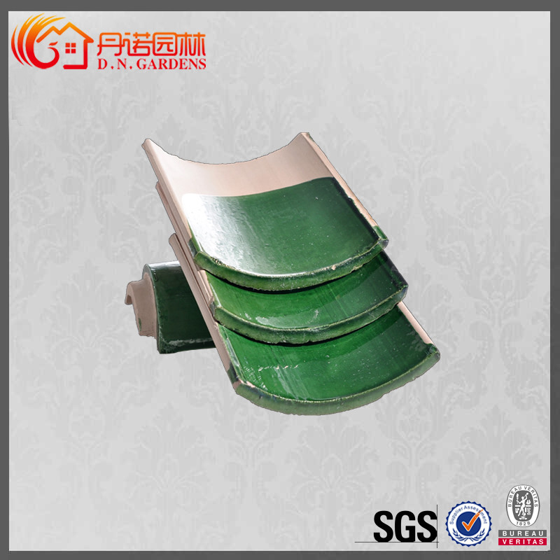 Plain Chinese Ceramic Roof Tiles Green Glazed Handmade Clay Roof Tiles