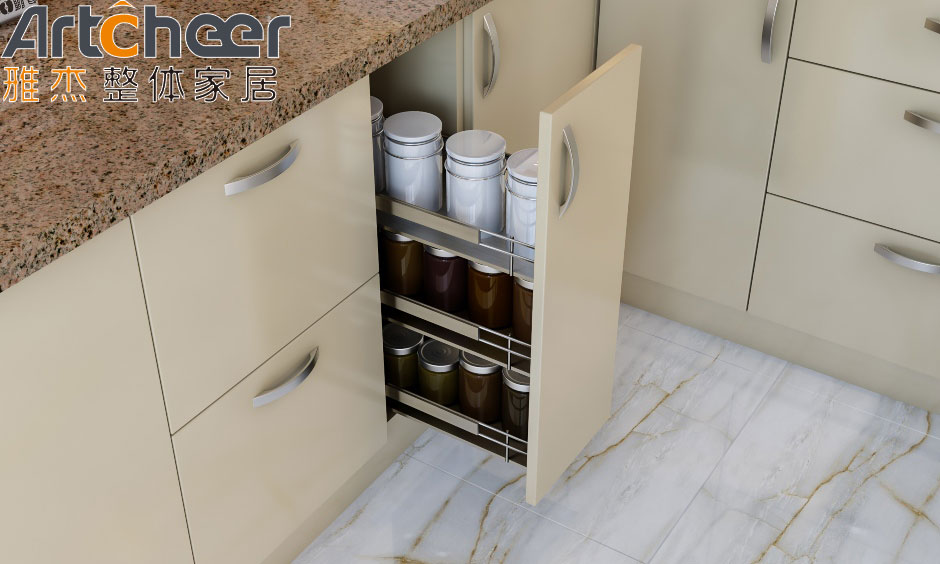 Market Oak Frame kitchen cabinet u shape design with Particleboard Door and Organizer