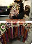 Handmade crochet hook Daisy striped blanket, Cashmere knitted blanket, sofa