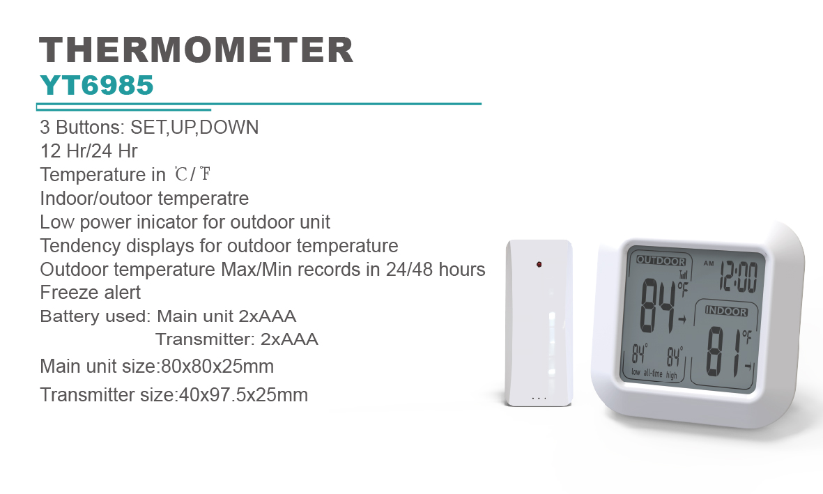 OEM Thermometer Hygrometer Automatic Moonphase Wireless Temperature Monitoring