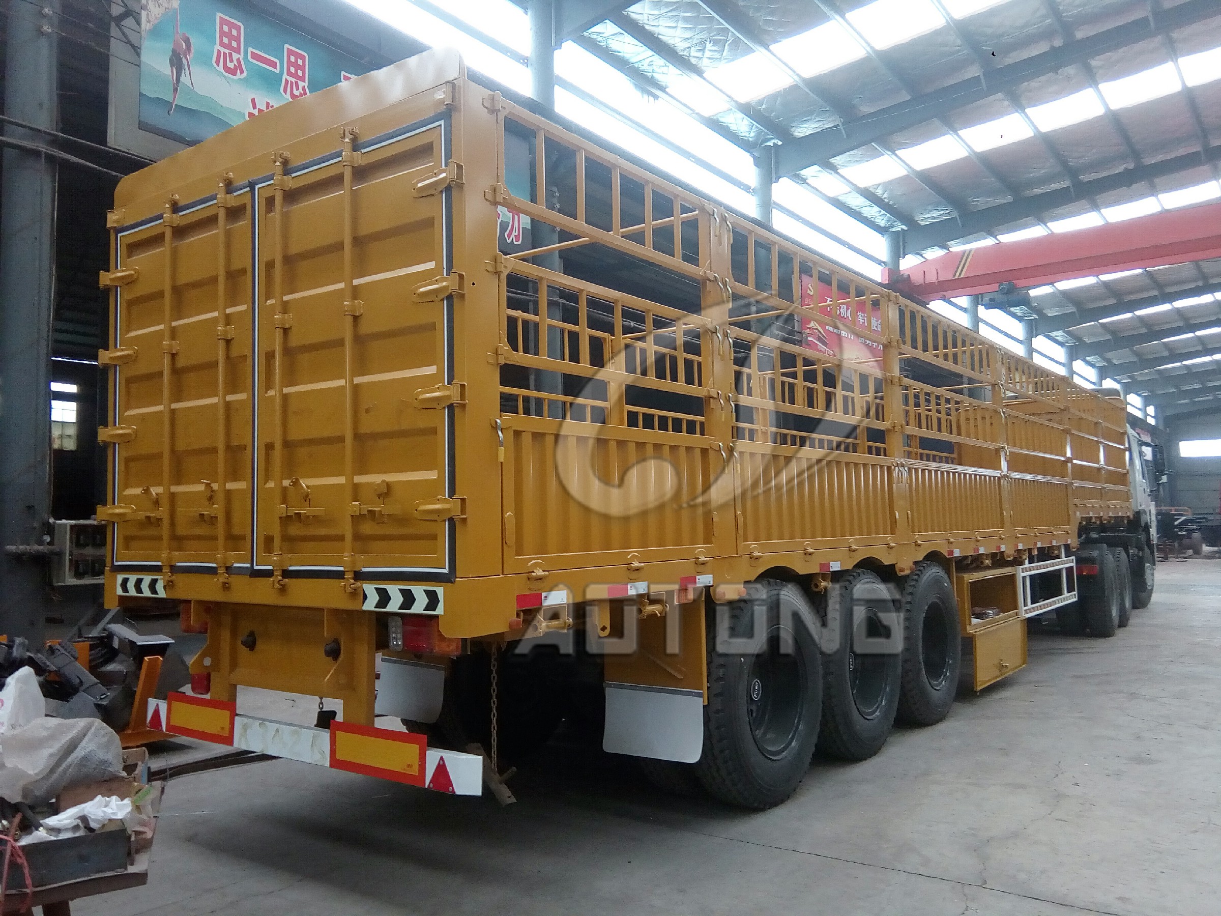 50Ton Leaf Spring Fence Cargo Transport Semi Trailer /Kin Pin 2''/3.5'' Bolt Type