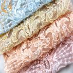 African Handmade Lace Fabric Beaded 91.44cm Length Skin Friendly By The Yard