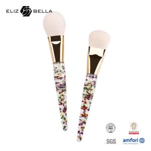 Wholesale Single Makeup Brush Powder Brush Blush Brush With Synthetic Hair And Aluminium Ferrule Clear Plastic Handle from china suppliers