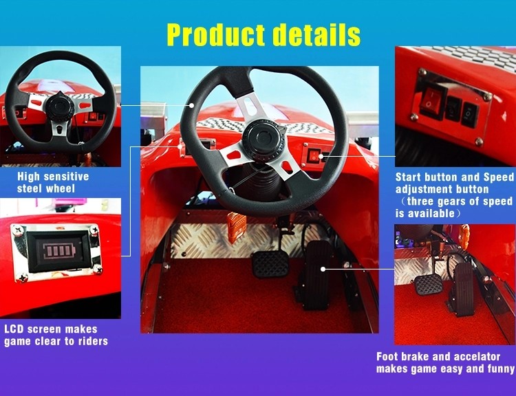 Remote Control Amusement Park Kiddie Ride Machines F1 Racing Car Red Color