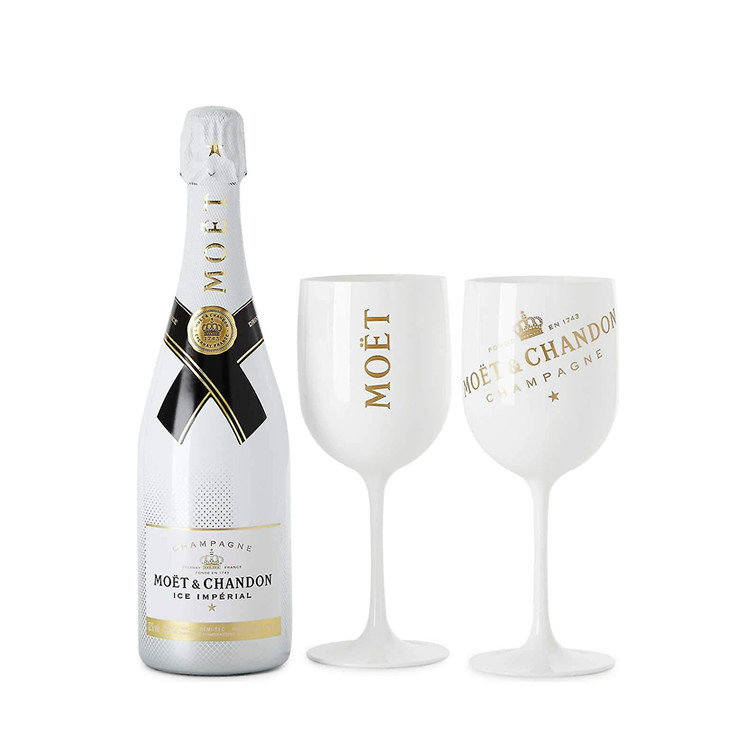 Fashions 450ml Black Reusable Plastic Wine Glasses Moet & Chandon acrylic champagne flutes