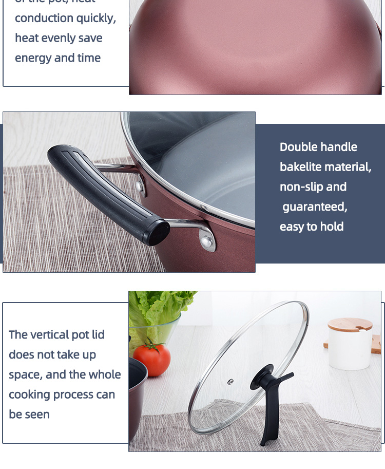 Multi Purpose 3Pcs Kitchen Nonstick Ollas Cast Iron Pot And Pan Set