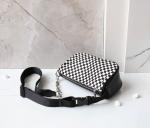 Horsehair Checkerboard Crossbody Bag 24cm 15cm Black And White Messenger Bag