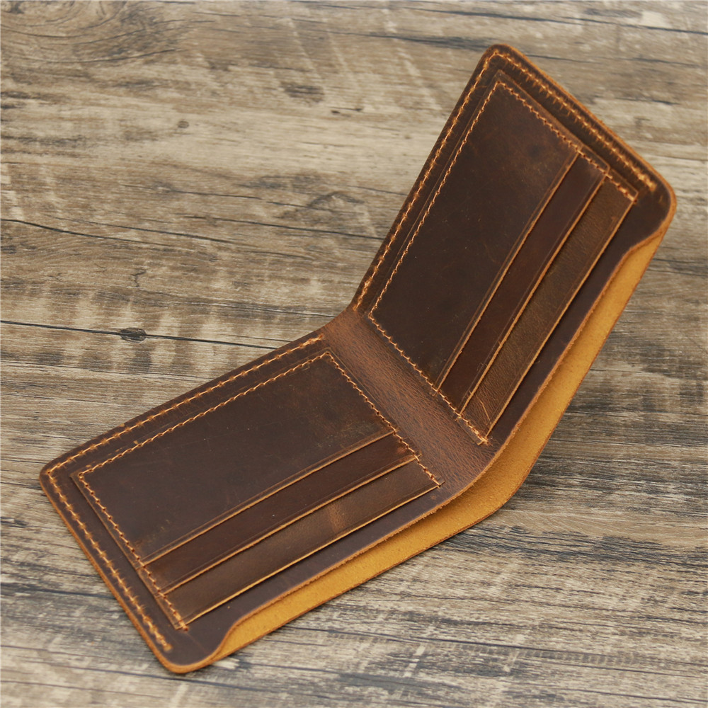 Custom Logo Crazy Horse Wallet For Men Bifold Leather Wallet with Others Pattern Type