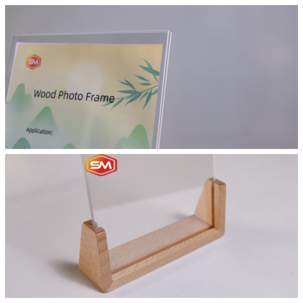 Custom Family Acrylic Picture Frames With Wood Base
