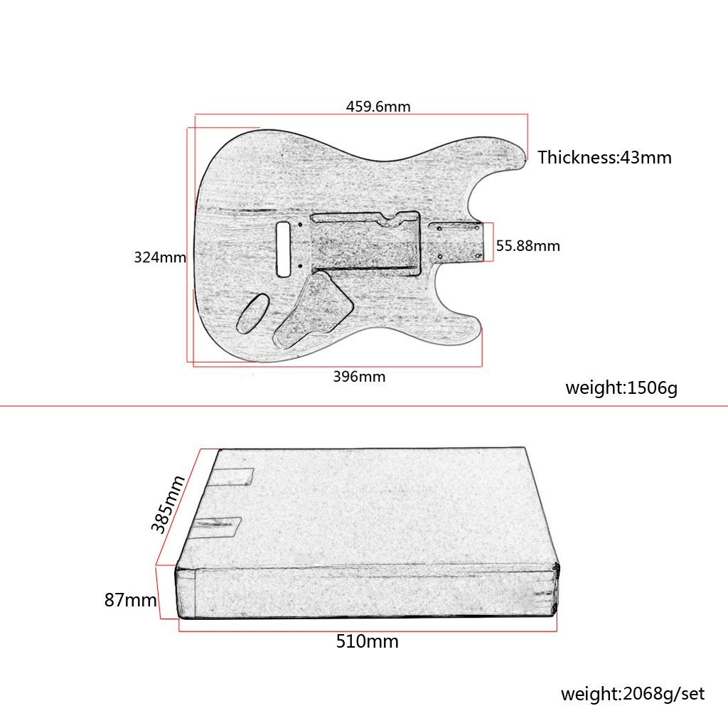 Unfinished Handcrafted ST Electric Guitar Body Red Walnut Guitar Barrel Guitar DIY Parts