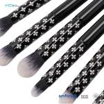 Wooden Handle Cosmetic Makeup Brush Set 10pcs With Laser Logo On Ferrule