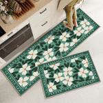 Plant Flower Printing Kitchen Floor Mats Non Slip 40*60mm Rectangle