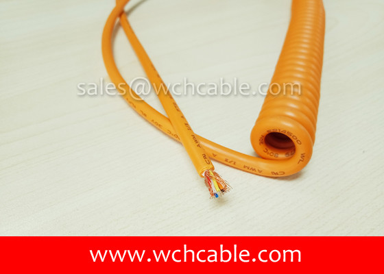 UL Curly Cable, AWM Style UL21523 28AWG 5C VW-1 80°C 30V, PP / TPU