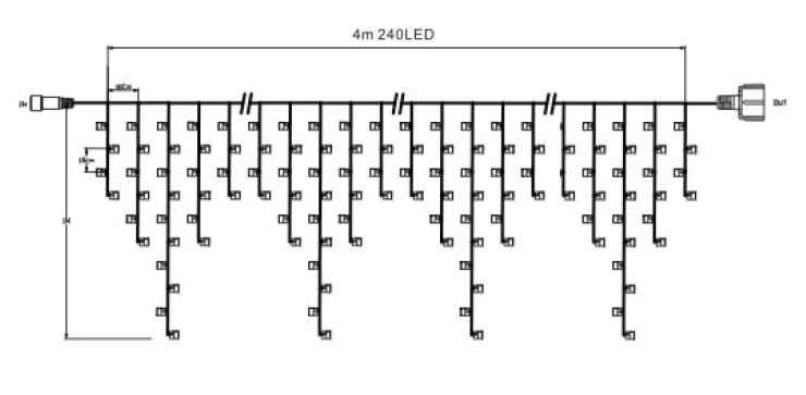 Led rubber cable icicle play light string, 230V, extendable, IP44, CE, RoHS, curtain light string,indoor and outdoor,