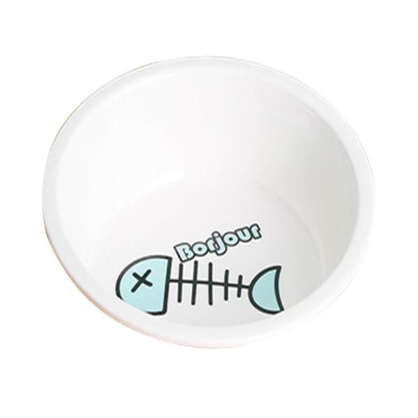 Brazil Bamboo Stand Pet Ceramic Bowl 17*14*8.5cm Paws Fish Double Dog Bowl Stand