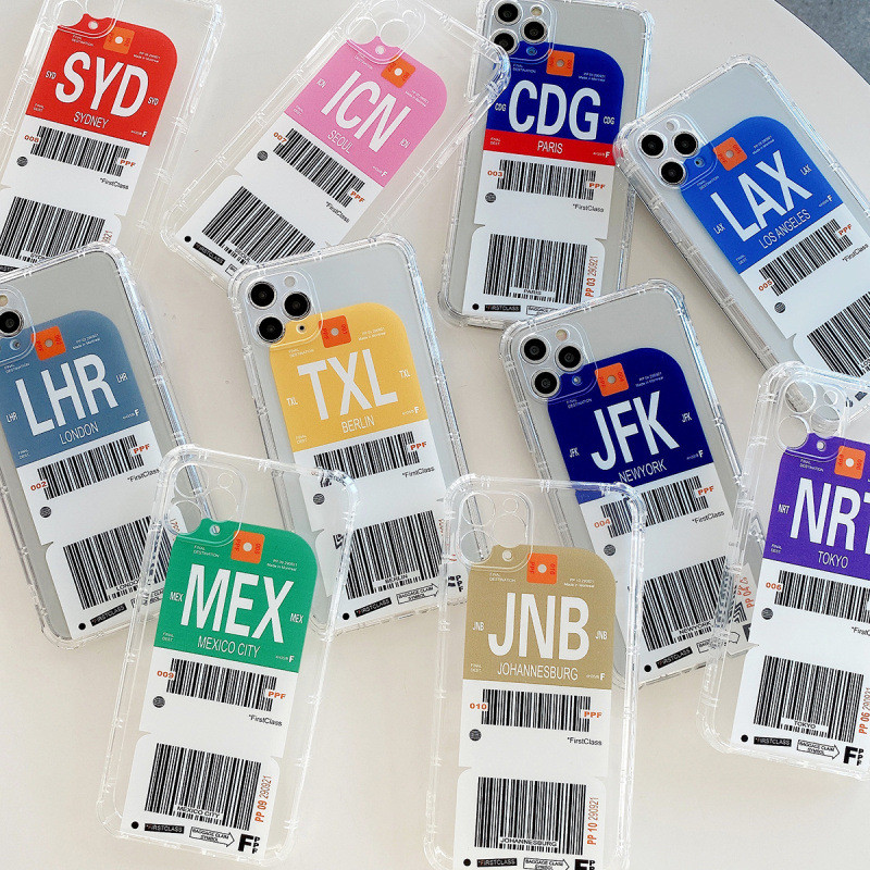 Iphone 12 Shockproof Phone Cases Boarding Pass Air Ticket City Plane slip free