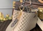 Hollow Out Womens Luxury Handbag , Snakeskin Off White Crossbody Bag
