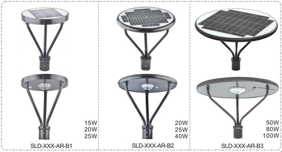 15W 20W 25W 40W 50W 80W 100W round solar fence post lights with Timmer Control & PIR Sensor Control