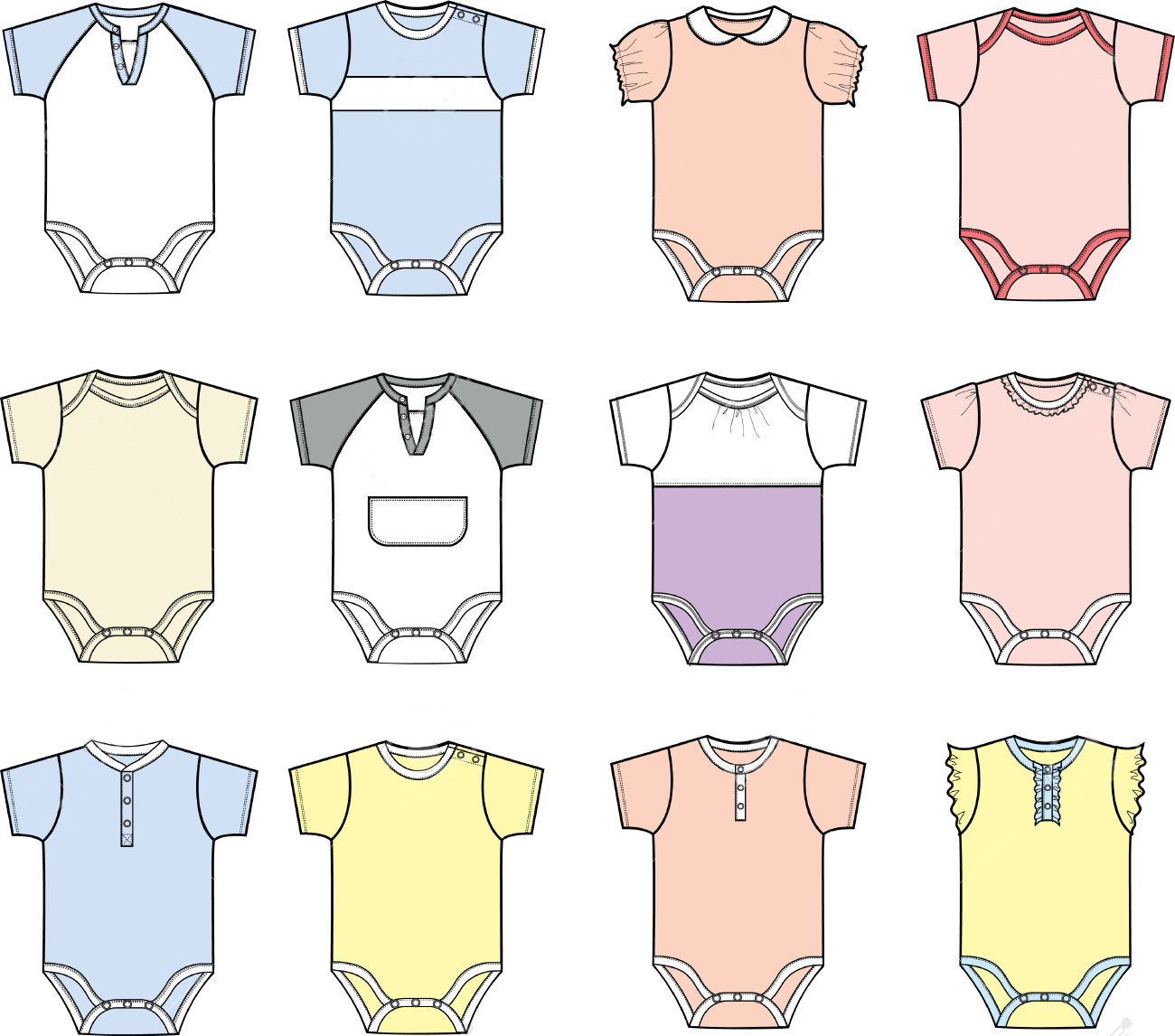 pureborn Newborn Baby Short Sleeve Bodysuit Romper Outfits for Baby Boys and Girls Summer
