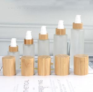 Wholesale Glass Frosted Bamboo Lotion Pump Bottle 30ml 50ml 60ml from china suppliers